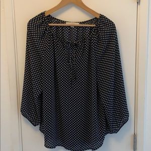 Loft Blue patterned blouse with front tie